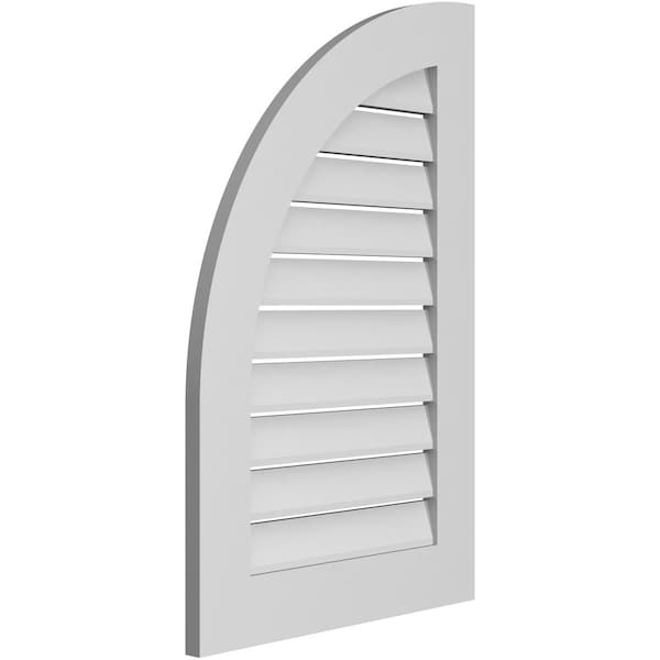 Quarter Round Top Left Surface Mount PVC Gable Vent W/ 3-1/2W X 1P Standard Frame, 22W X 34H